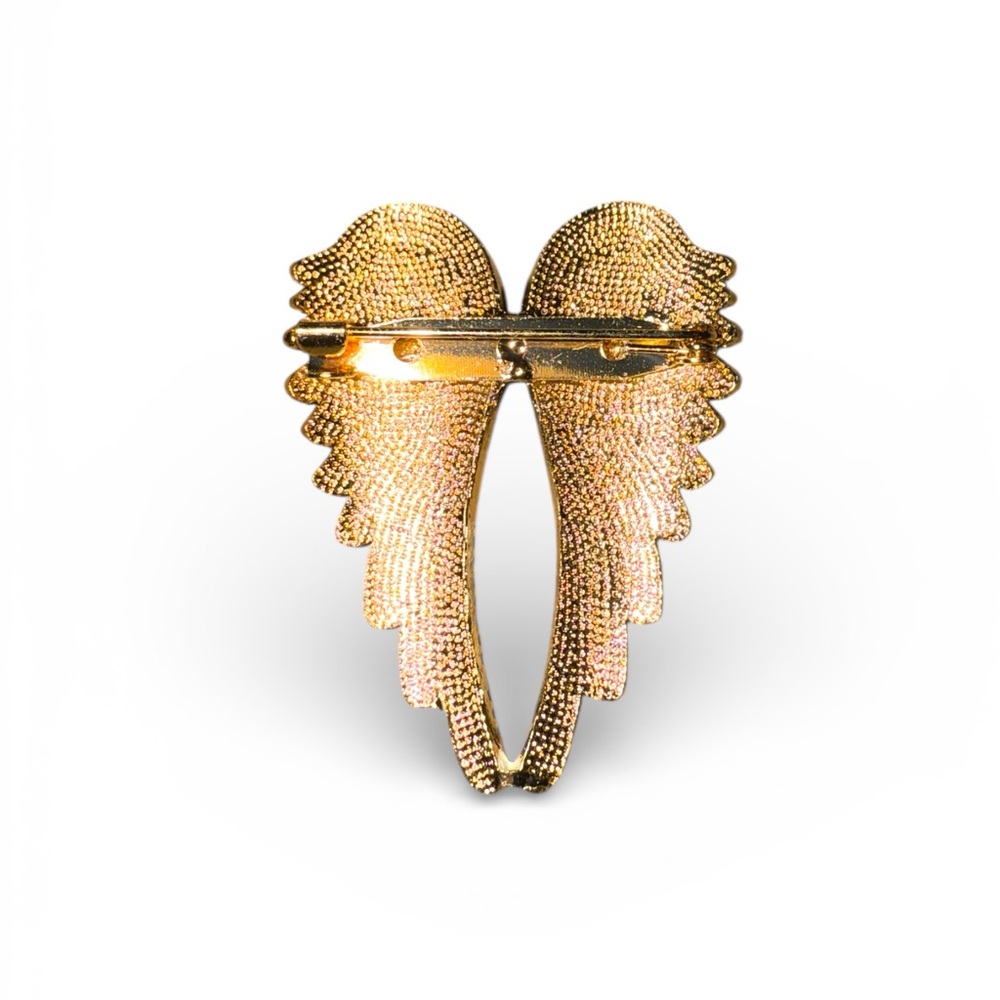 Red Winged Brooch with Rhinestones - Picture 2 of 5
